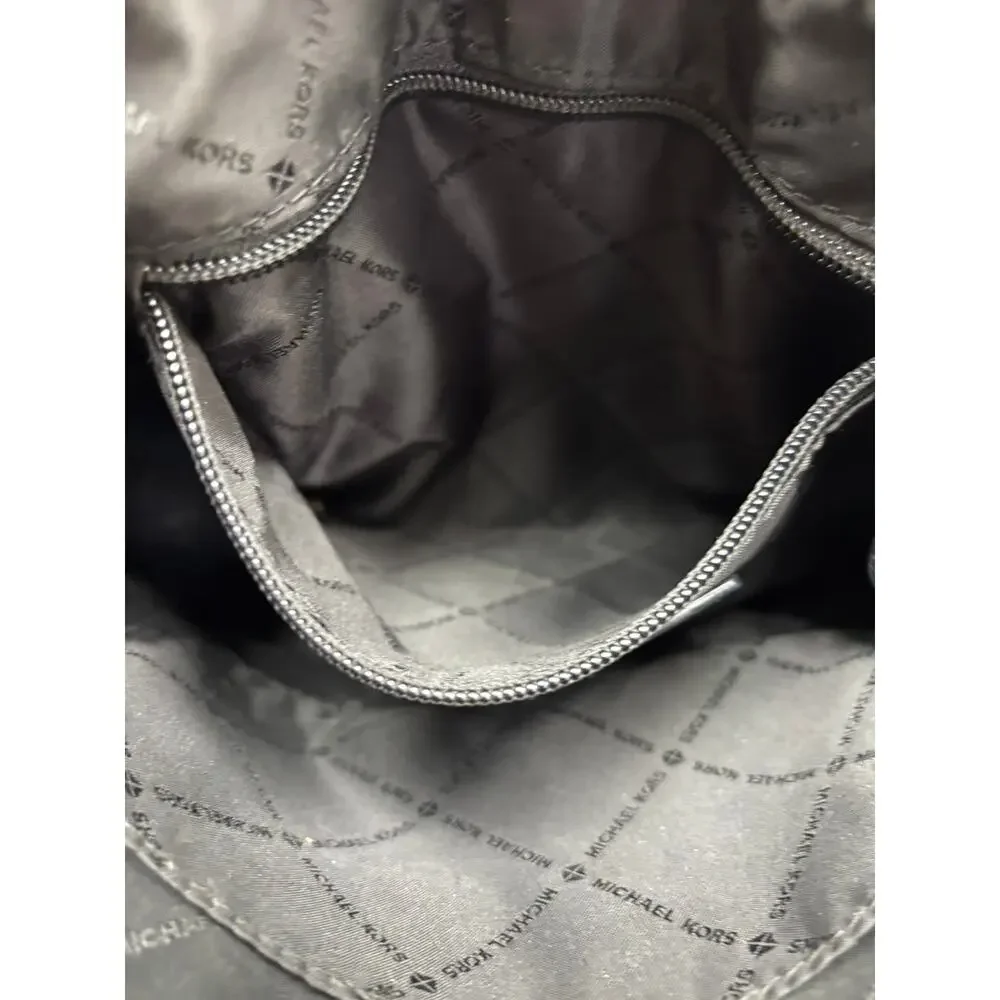 Michael Kors Black Signature Print Canvas Crossbody Bag Purse AS IS #77269